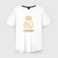 Футболка оверсайз мужская Real Madrid gold logo, цвет: белый