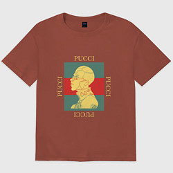 Футболка оверсайз мужская PUCCI GOLD ПУЧЧИ ЗОЛОТО, цвет: кирпичный