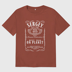 Футболка оверсайз мужская СЕРГЕЙ в стиле ДЖЕК ДЭНИЭЛС, цвет: кирпичный