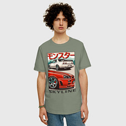 Футболка оверсайз мужская Nissan Skyline Ниссан Скайлайн, цвет: авокадо — фото 2