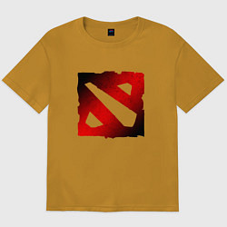 Футболка оверсайз мужская ЧЁРНО КРАСНОЕ ЛОГО ДОТА 2 DOTA 2 LOGO, цвет: горчичный