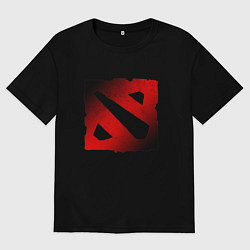 Футболка оверсайз мужская ЧЁРНО КРАСНОЕ ЛОГО ДОТА 2 DOTA 2 LOGO, цвет: черный