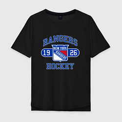 Футболка оверсайз мужская Нью Йорк Рейнджерс, New York Rangers, цвет: черный