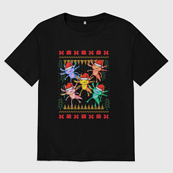 Мужская футболка оверсайз Аксолотль рождественский свитер