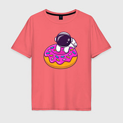 Футболка оверсайз мужская Космический пончик, цвет: коралловый