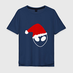 Футболка оверсайз мужская Alien Santa Claus, цвет: тёмно-синий