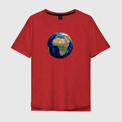 Футболка оверсайз мужская Планета солнечной системы земля, цвет: красный