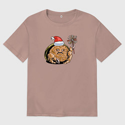 Футболка оверсайз мужская Губчатый краб празднует Новый Год, цвет: пыльно-розовый