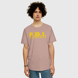 Футболка оверсайз мужская FBI Женского тела инспектор, цвет: пыльно-розовый — фото 2