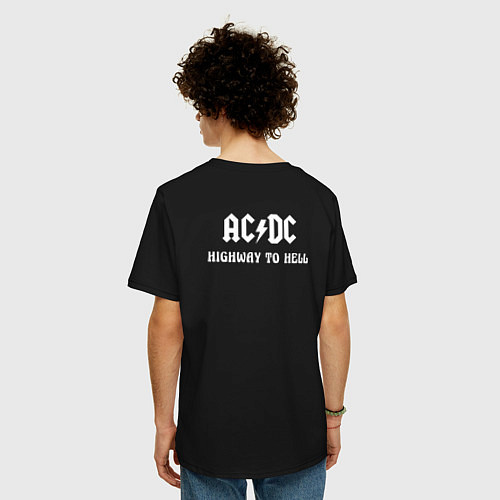 Мужская футболка оверсайз ACDC Highway to Hell / Черный – фото 4
