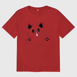 Футболка оверсайз мужская Лапы,усы,хвост, цвет: красный