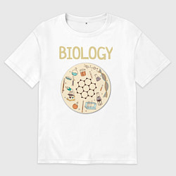 Футболка оверсайз мужская Biology, цвет: белый