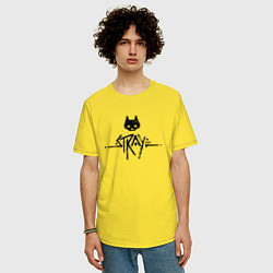 Футболка оверсайз мужская Stray: Black Logo, цвет: желтый — фото 2