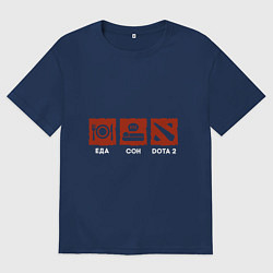 Футболка оверсайз мужская Еда, сон, дота2, цвет: тёмно-синий