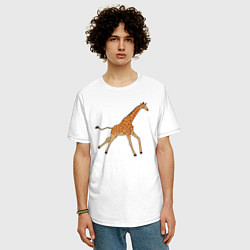 Футболка оверсайз мужская Жираф бегущий, цвет: белый — фото 2