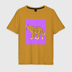Футболка оверсайз мужская Леопард на лиловом, цвет: горчичный