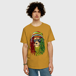 Футболка оверсайз мужская Rasta lioN, цвет: горчичный — фото 2