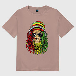 Футболка оверсайз мужская Rasta lioN, цвет: пыльно-розовый