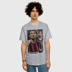 Футболка оверсайз мужская Paolo Cesare Maldini - Milan, captain, цвет: меланж — фото 2
