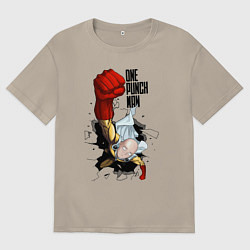 Футболка оверсайз мужская Saitama One Punch, цвет: миндальный