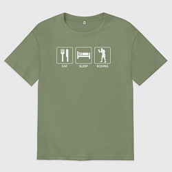 Футболка оверсайз мужская Ешь Спи Боксируй, цвет: авокадо