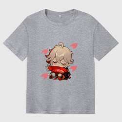 Футболка оверсайз мужская Маленький Казуха ест геншин импакт, цвет: меланж