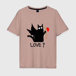 Мужская футболка оверсайз LOVE CAT WHAT cat