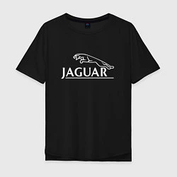 Футболка оверсайз мужская Jaguar, Ягуар Логотип, цвет: черный