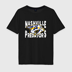 Футболка оверсайз мужская Nashville Predators, Нэшвилл Предаторз, цвет: черный