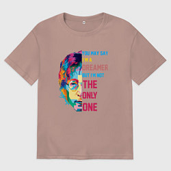 Футболка оверсайз мужская Джон Леннон 2022, цвет: пыльно-розовый