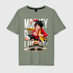 Футболка оверсайз мужская One Piece Monkey Большой Куш Манки, цвет: авокадо