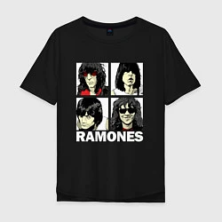 Футболка оверсайз мужская Ramones, Рамонес Портреты, цвет: черный