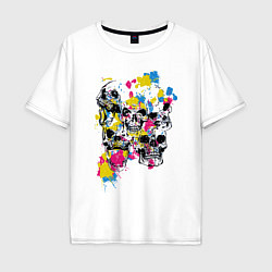 Футболка оверсайз мужская Color & Skulls, цвет: белый