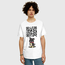 Футболка оверсайз мужская Sex, milk, rock n roll! QR code!, цвет: белый — фото 2