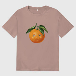 Футболка оверсайз мужская Апельсин с улыбкой 01, цвет: пыльно-розовый
