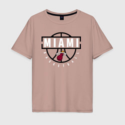 Футболка оверсайз мужская MIAMI HEAT NBA МАЯМИ ХИТ НБА, цвет: пыльно-розовый