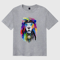 Футболка оверсайз мужская Color lion! Neon!, цвет: меланж