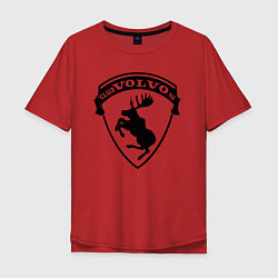 Футболка оверсайз мужская VOLVO логотип чёрный, цвет: красный