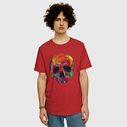 Футболка оверсайз мужская Cool color skull, цвет: красный — фото 2