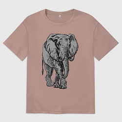 Футболка оверсайз мужская Огромный могучий слон, цвет: пыльно-розовый