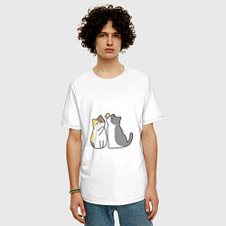 Футболка оверсайз мужская МИЛЫЕ КОТИКИ И БАБОЧКА, цвет: белый — фото 2