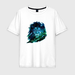 Мужская футболка оверсайз Голова льва в волнах морских