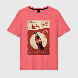 Футболка оверсайз мужская Fallout Nuka Cola Poster Pop art, цвет: коралловый