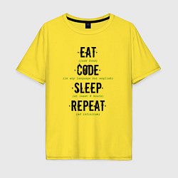 Футболка оверсайз мужская EAT CODE SLEEP REPEAT, цвет: желтый