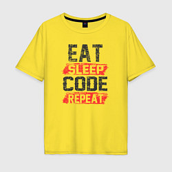 Футболка оверсайз мужская EAT SLEEP CODE REPEAT, цвет: желтый