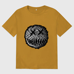 Футболка оверсайз мужская Жуткая рожица пиксельная, цвет: горчичный