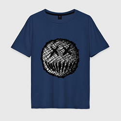 Футболка оверсайз мужская Жуткая рожица пиксельная, цвет: тёмно-синий
