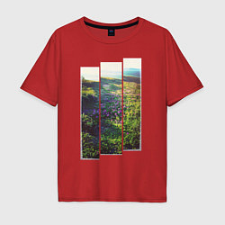 Мужская футболка оверсайз Тропа с цветами к морю