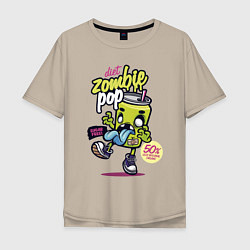 Футболка оверсайз мужская Diet Zombie Pop Sugar free Pop art, цвет: миндальный