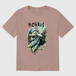 Футболка оверсайз мужская Череп с ирокезом, цвет: пыльно-розовый